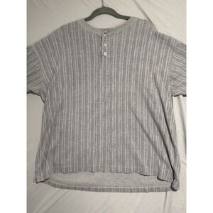 Basic equipment clothing brand, vertical striped 3 button ss t-shirt, men's 2x‎
